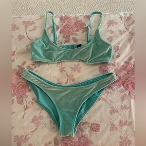 Teal Velvet Triangl Bikini set!